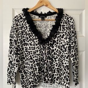 Leopard cardigan classic with cute collar detail!